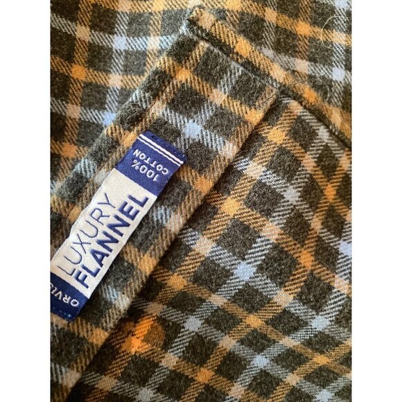 Orvis Luxury Flannel Plaid Button Down Long Sleeved Shirt Size L - Picture 5 of 8